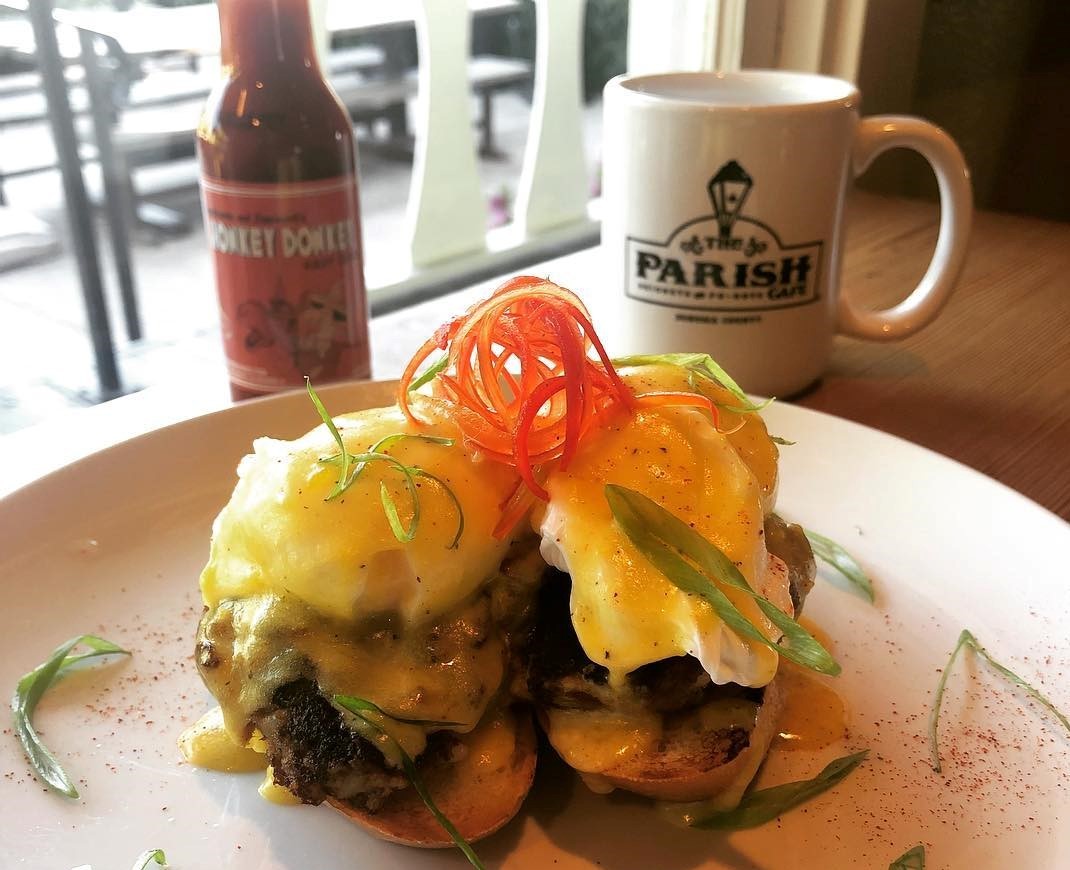 Benedict breakfast dish at The Parish Cafe in Healdsburg, CA