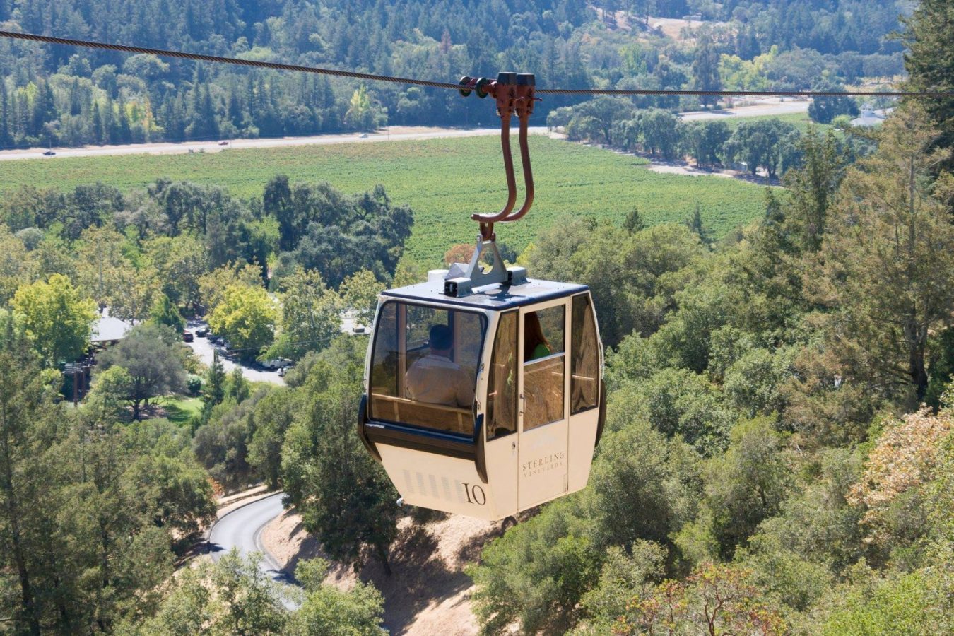 Aerial tram ride at Sterling Vineyards in California